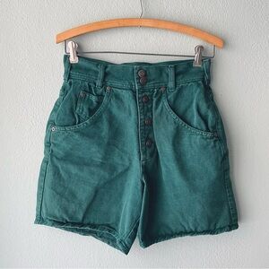 Paris Sport Club | Vintage 90s Forest Green High-Waisted Button-Fly Jeans Shorts